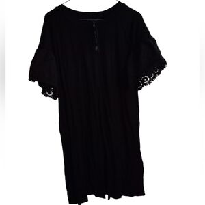 As U Wish Black Whimsigothic Lacy Sleeves T- Shirt Dress -Size: L • NWT